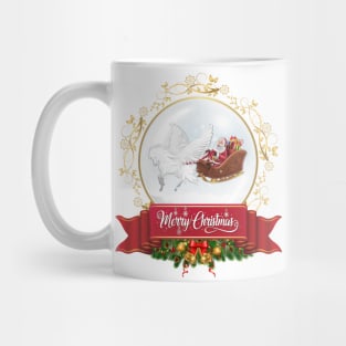 Merry Christmas Greeting. Pegasus, Helping Santa Mug